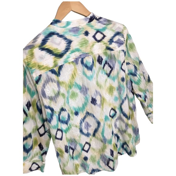 Alfred Dunner Vintage Abstract 3/4 Sleeve Button Down Shoulder Pads 18 Plus - Picture 7 of 9